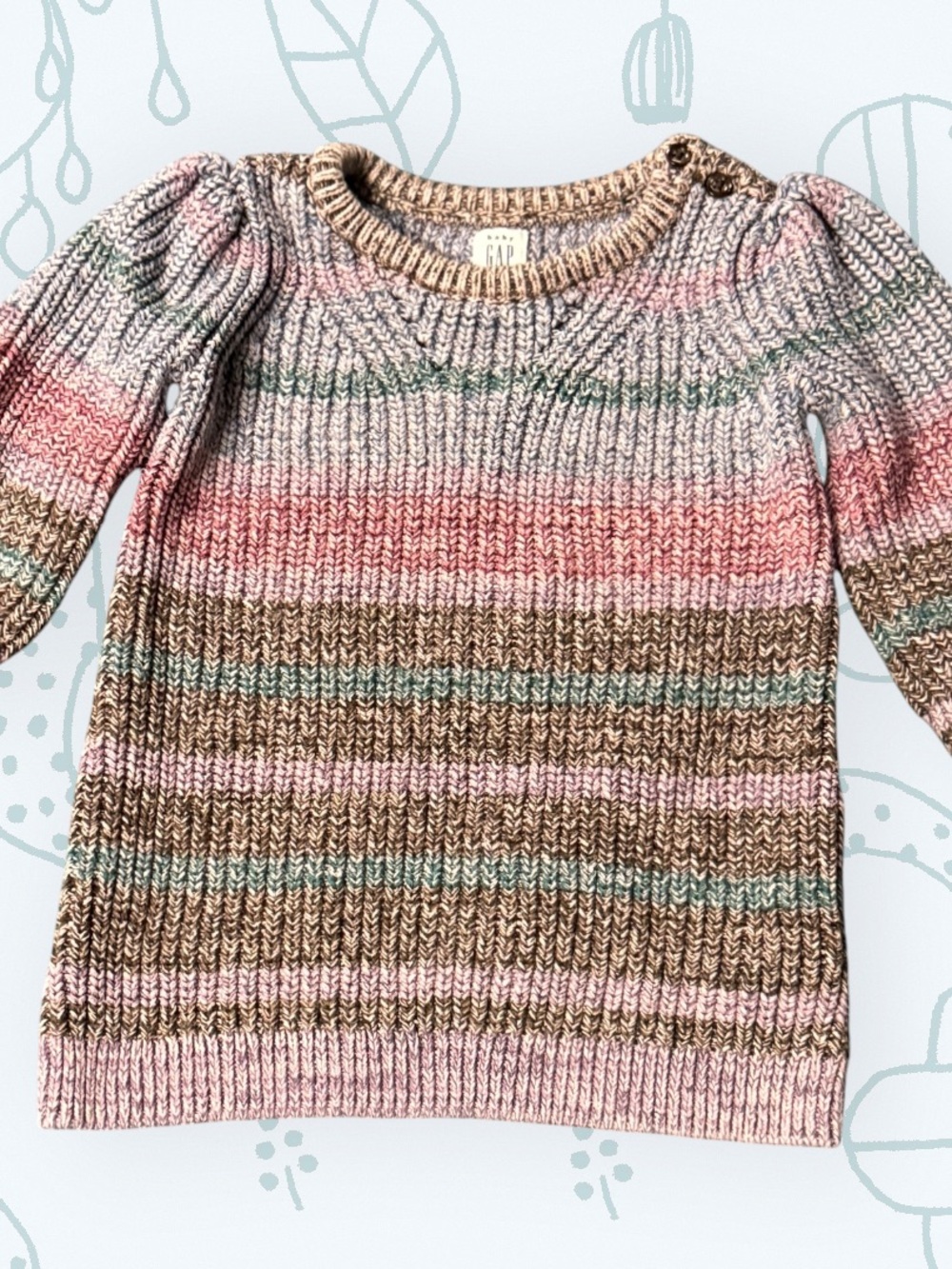 GAP Women's Pastel Stripe Ribbed Crewneck Sweater
